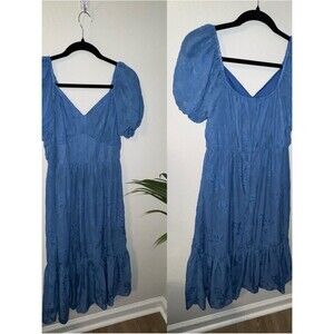 Mimi Chica Powder Blue Puff-Sleeve Midi Dress